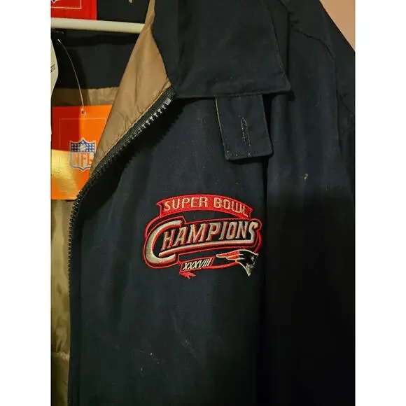 NFL Jacket Super Bowl Champions Men's M Navy Insulated Embroidered Vintage - Picture 2 of 5